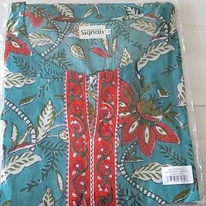 Exclusively for Signals Teal and Orange Floral PJ Set 1X